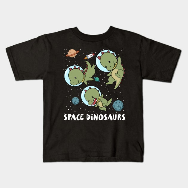 Space Dinosaur Funny Dinosaur Gift Kids T-Shirt by CatRobot